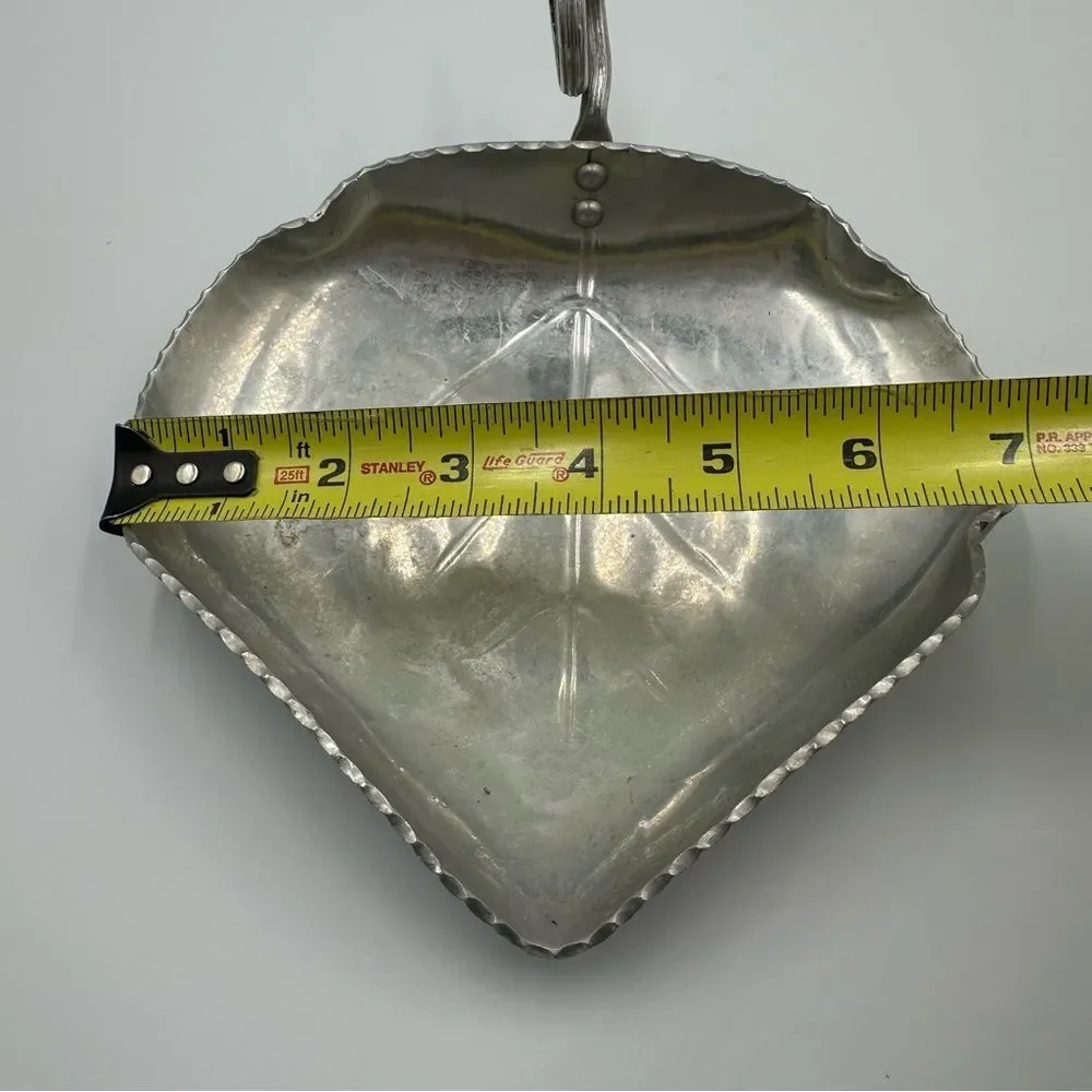 Vintage Buenilum Aluminum Leaf Dish with Handle Handwrought Mid-Century Modern